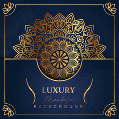Mandala design arabis Islamic style background gold color premium vector