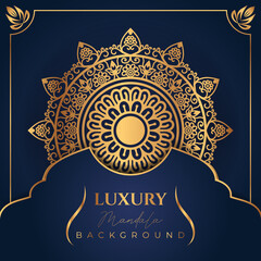 Mandala design arabis Islamic style background gold color premium vector