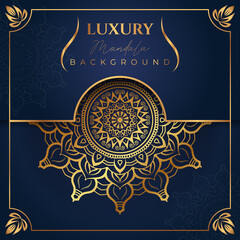 Mandala design arabis Islamic style background gold color premium vector
