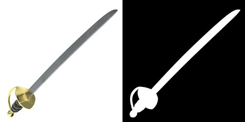 3D rendering illustration of a caribbean pirate sword