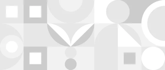 Papier Peint Lavable Blanc Fond géométrique abstrait vectoriel tendance avec des cercles dans un style rétro scandinave, couverture sans couture. Motif graphique de formes simples dans des tons gris, mosaïque blanche abstraite.