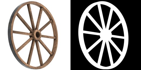 3D rendering illustration of a cart wheel - obrazy, fototapety, plakaty