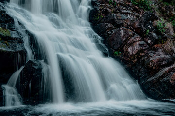 beautiful waterfall late at night