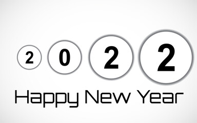 Happy New Year 2022 text design. 2022 Happy New Year logo. Vector number design template. Isolated on white background