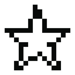 Obraz premium Black line star icon pixel art. Vector illustration.