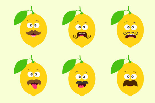 Lemon face Expression With Mustache Vector illustration.