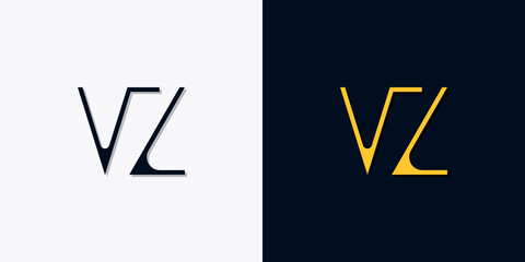 Minimalist abstract initial letters VZ logo.