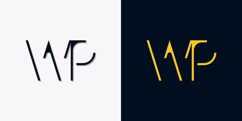 Minimalist abstract initial letters WP logo.