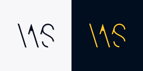 Fototapeta Minimalist abstract initial letters WS logo. obraz