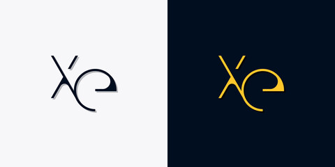 Minimalist abstract initial letters XE logo.