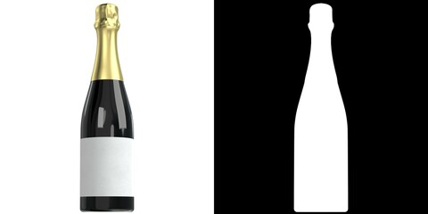 3D rendering illustration of a champagne bottle