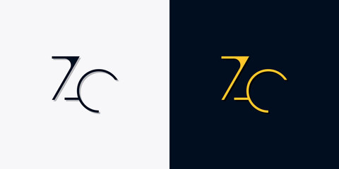 Minimalist abstract initial letters ZC logo.