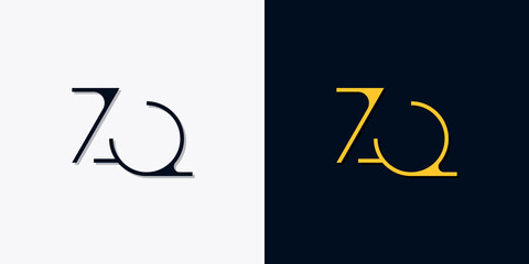 Minimalist abstract initial letters ZQ logo.