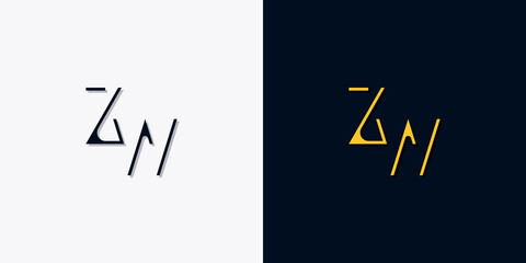 Minimalist abstract initial letters ZW logo. - obrazy, fototapety, plakaty