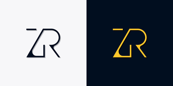 Minimalist abstract initial letters ZR logo.