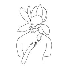 Line Art Men and woman.One Line Art Couple, Line Art Men and woman, Minimal Face Vector.  Couple print, Kiss print, Valentines Day Illustration. Love poster.We are one line.
