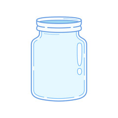 Empty glass jar. Cartoon style artwork. Vector illustration.