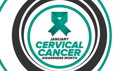 Cervical Cancer Awareness Month. Celebrate annual in January. Woman healthcare. Girl solidarity. Cancer prevention. Female disease. Medical healthcare concept. Poster, banner and background. Vector