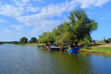Fototapeta na wymiar Water channel in Danube Delta, Sulina, Romania