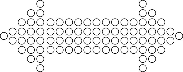 Vector illustration of an arrow indicating two way direction, designed with white dots and black outline