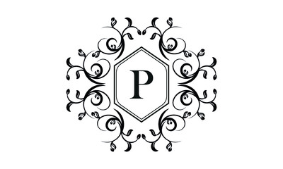 Elegant monogram design with letter P for restaurant logo, boutique, emblem, jewelry, business.