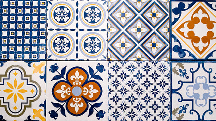 Wall tiles with different patterns and colours design