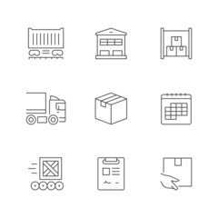 Set line icons of logistics