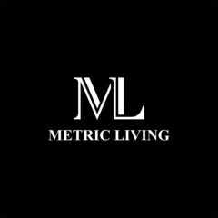 Metric Living Logo Design. Letter ML and LM on black background.