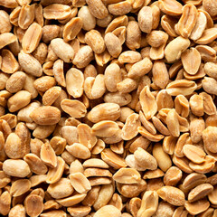 Roasted Salted Shelled Peanuts, top view. Close-up.