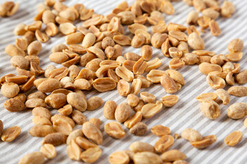 Roasted Salted Shelled Peanuts, side view.