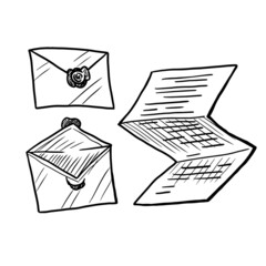 a closed and opened envelope with a wax seal vector illustration