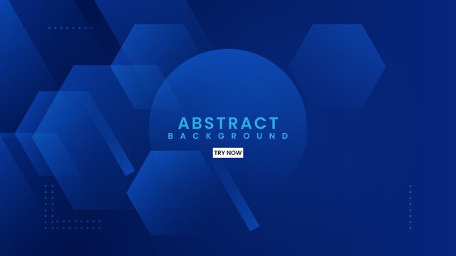 Abstract blue geometric background with hexagonal elements
