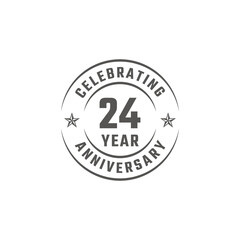 24 Year Anniversary Celebration Emblem Badge with Gray Color for Celebration Event, Wedding, Greeting card, and Invitation Isolated on White Background