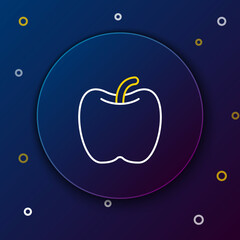 Line Apple icon isolated on blue background. Excess weight. Healthy diet menu. Fitness diet apple. Colorful outline concept. Vector