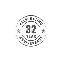 Obraz premium 32 Year Anniversary Celebration Emblem Badge with Gray Color for Celebration Event, Wedding, Greeting card, and Invitation Isolated on White Background