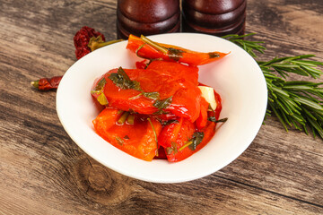 Tasty marinated red bell pepper