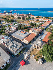 Naklejka na ściany i meble Port area of Famagusta city, Cyprus, elevated view