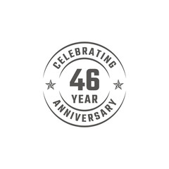 46 Year Anniversary Celebration Emblem Badge with Gray Color for Celebration Event, Wedding, Greeting card, and Invitation Isolated on White Background