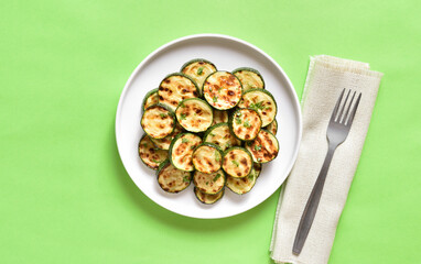 Fried zucchini on plate