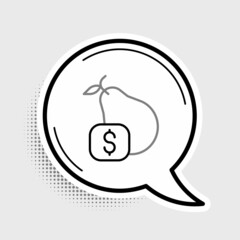 Line Price tag for pear icon isolated on grey background. Colorful outline concept. Vector