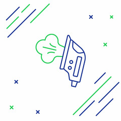 Line Electric iron icon isolated on white background. Steam iron. Colorful outline concept. Vector