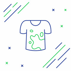 Line Dirty t-shirt icon isolated on white background. Colorful outline concept. Vector