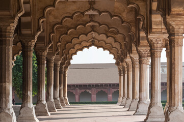 Arches of Diwan-i-Aam located in the Agra fort. Agra, Uttar Pradesh. India