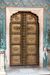 Rose gate door in City Palace of Jaipur, Rajasthan, India