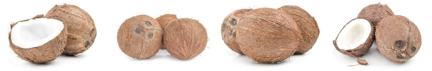 Collection of coconut on a white background cutout