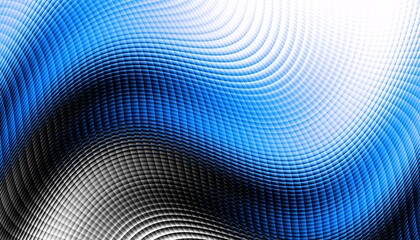 Abstract digital fractal pattern. Horizontal orientation. Expressive curved blue lines on white background.