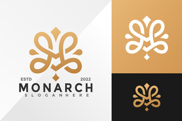 Fototapeta na wymiar Letter M Luxury Monarch Logo Design Vector illustration template