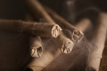 cigarettes without nicotine in the smoke are on the table