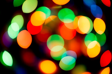 Defocused multi colored lights, christmas background abstract texture.Bokeh.