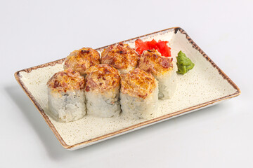 Baked sushi roll with tuna